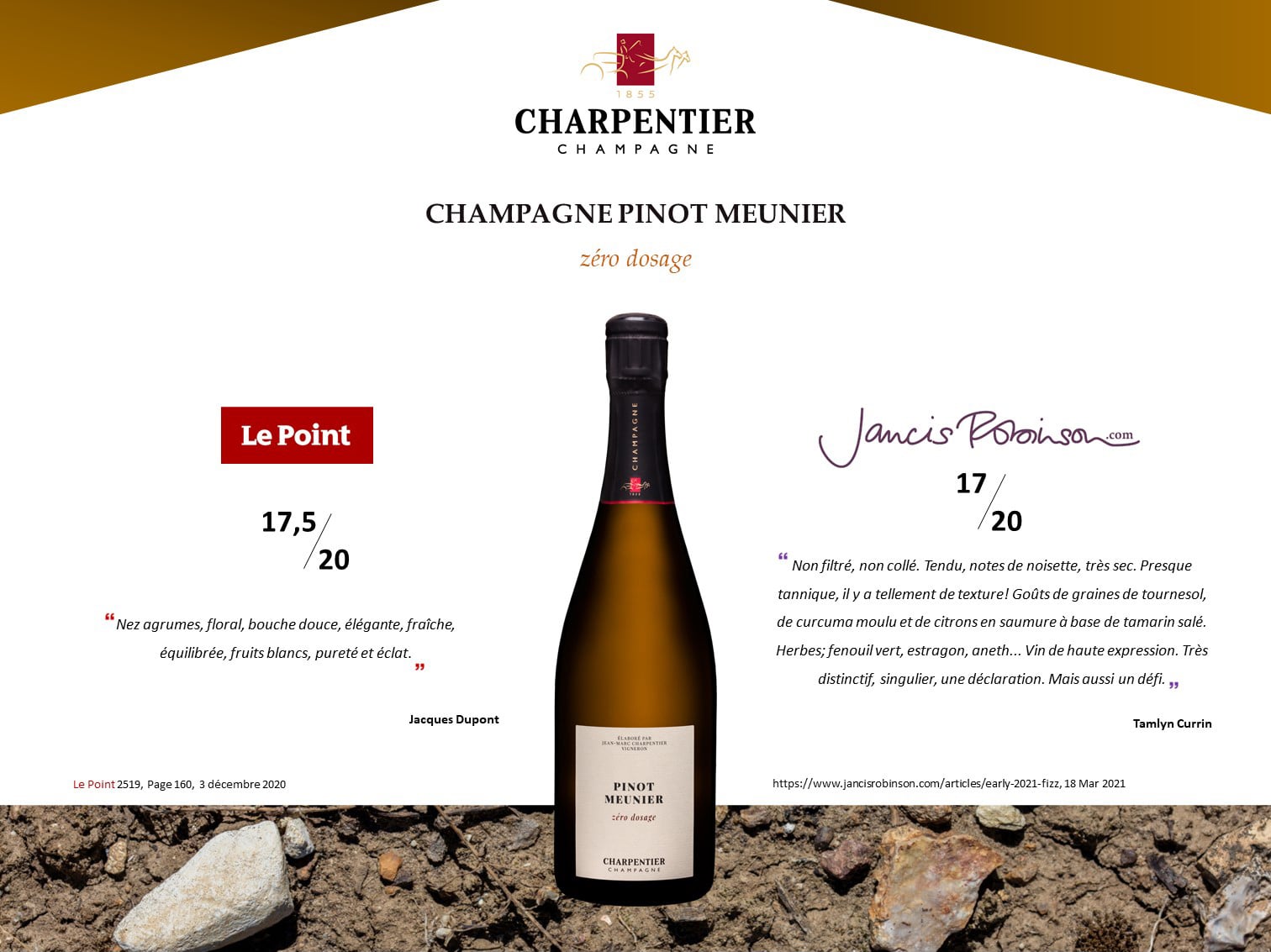 Champagne-CHARPENTIER-Charly-Sur-Marne-Pinot-Meunier-zero-dosage-Articles-presse-J.-Dupont-et-J.-Robinson